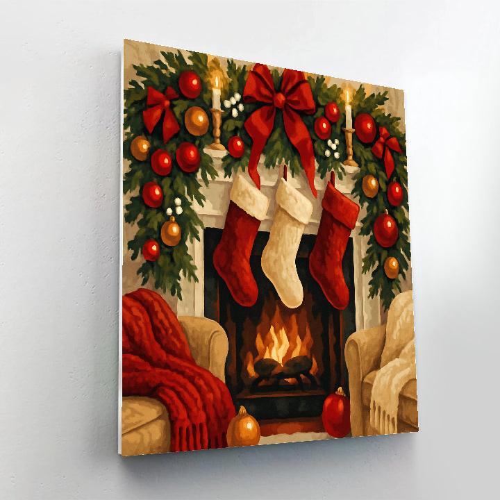 Ornament Adorned Fireplace DIY paint by numbers