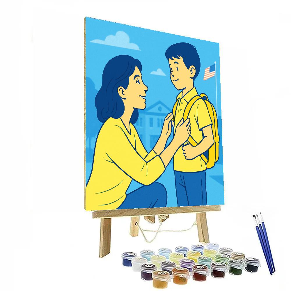 First Day Of School Handhold With Mom paint by numbers