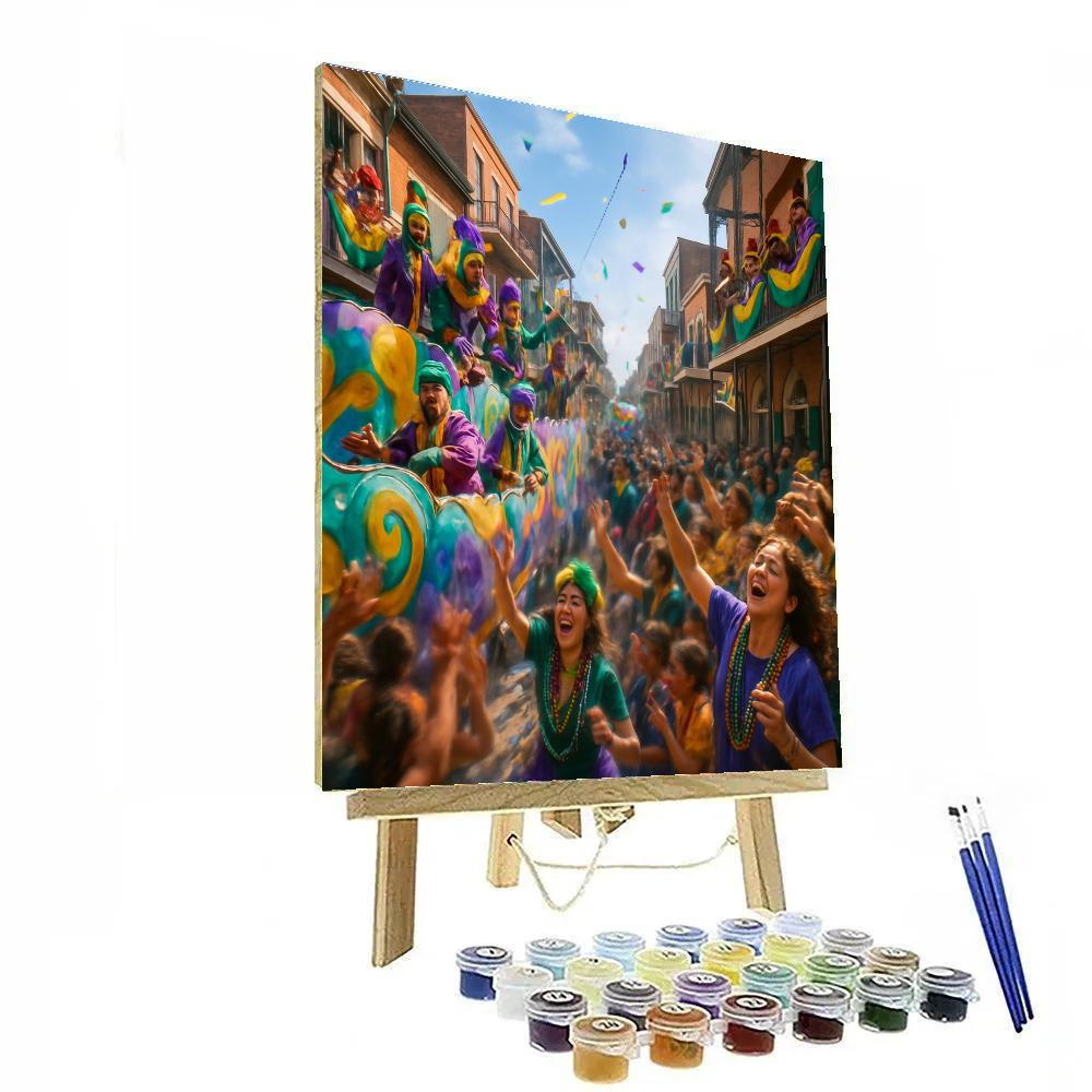 Mardi Gras Parade In New Orleans With Beads And Floats DIY paint by numbers