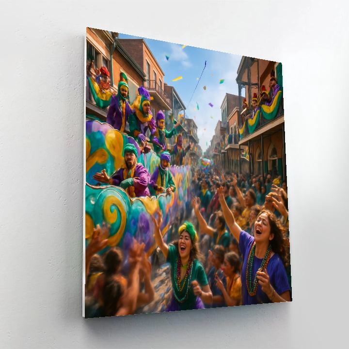 Mardi Gras Parade In New Orleans With Beads And Floats DIY paint by numbers