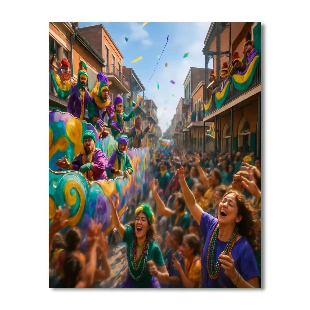 Mardi Gras Parade In New Orleans With Beads And Floats DIY paint by numbers