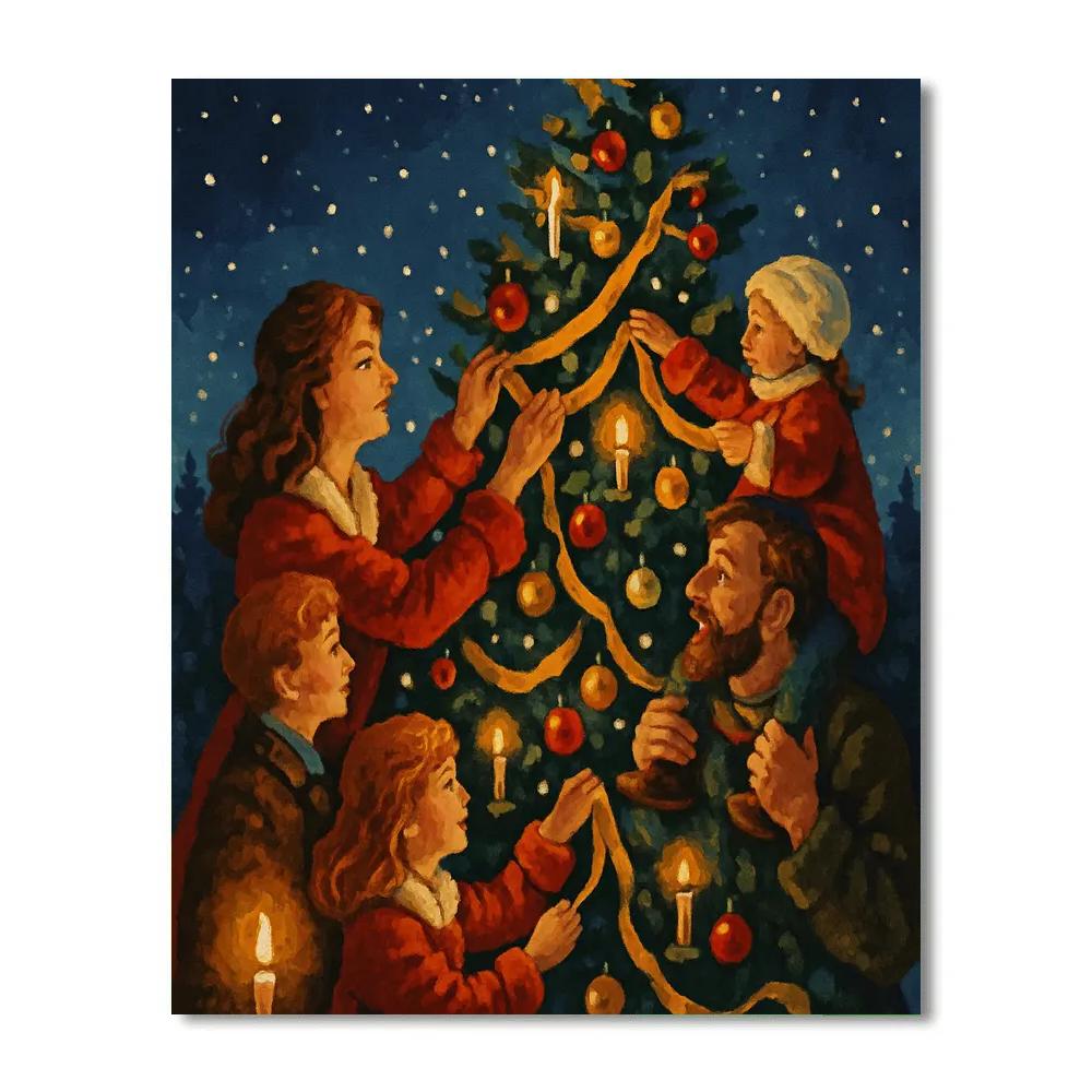 Twilight Tree Ribbon Dance Painting by numbers kit