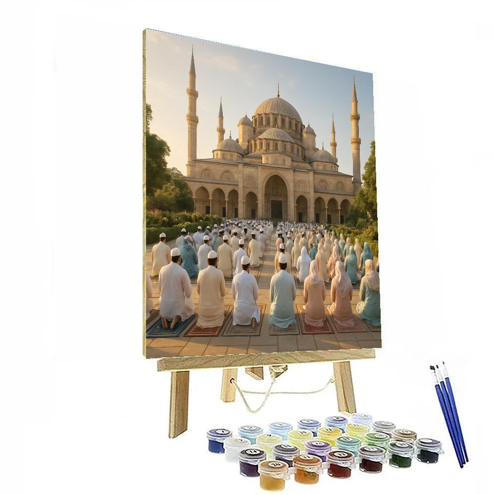 Eid Al-Fitr Morning Prayers At Historic Mosque Number painting