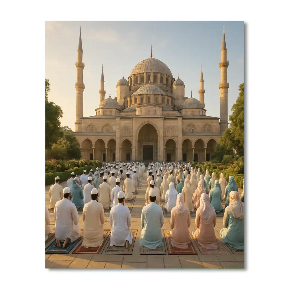 Eid Al-Fitr Morning Prayers At Historic Mosque Number painting