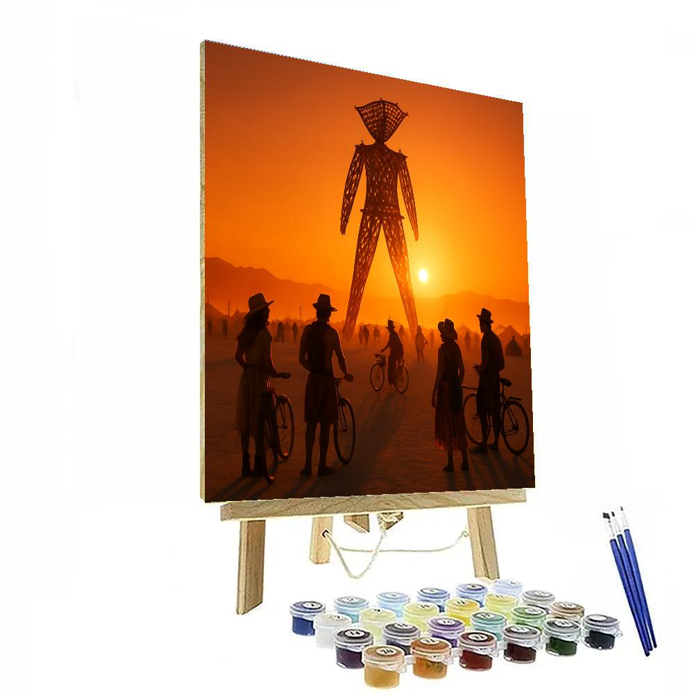Burning Man Festival Art Installation At Desert Sunset DIY paint by numbers