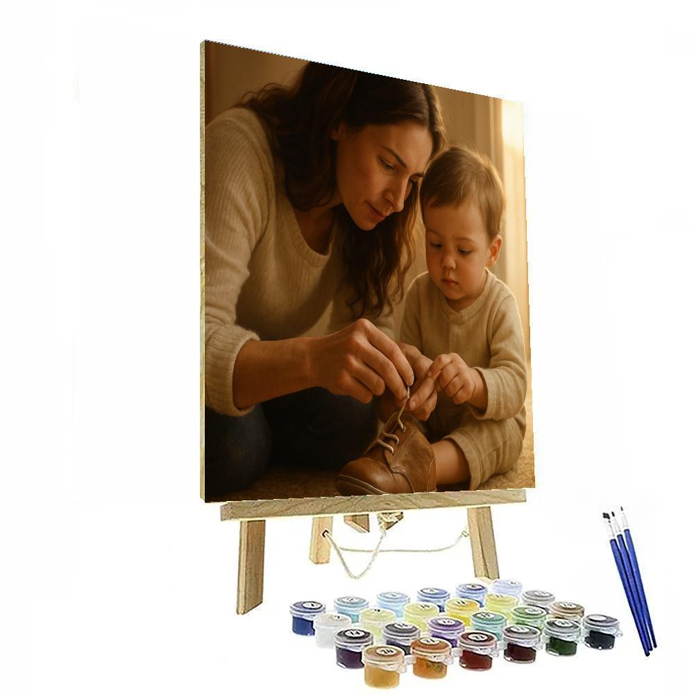Learning To Tie Shoes With Mom Paint by numbers kits