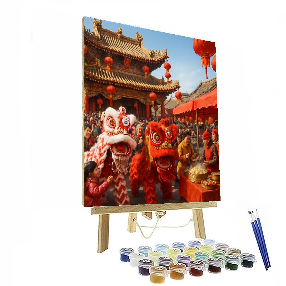 Chinese New Year Temple Fair With Traditional Performers paint by number