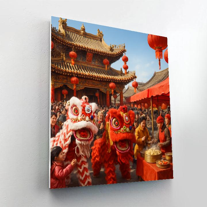 Chinese New Year Temple Fair With Traditional Performers paint by number