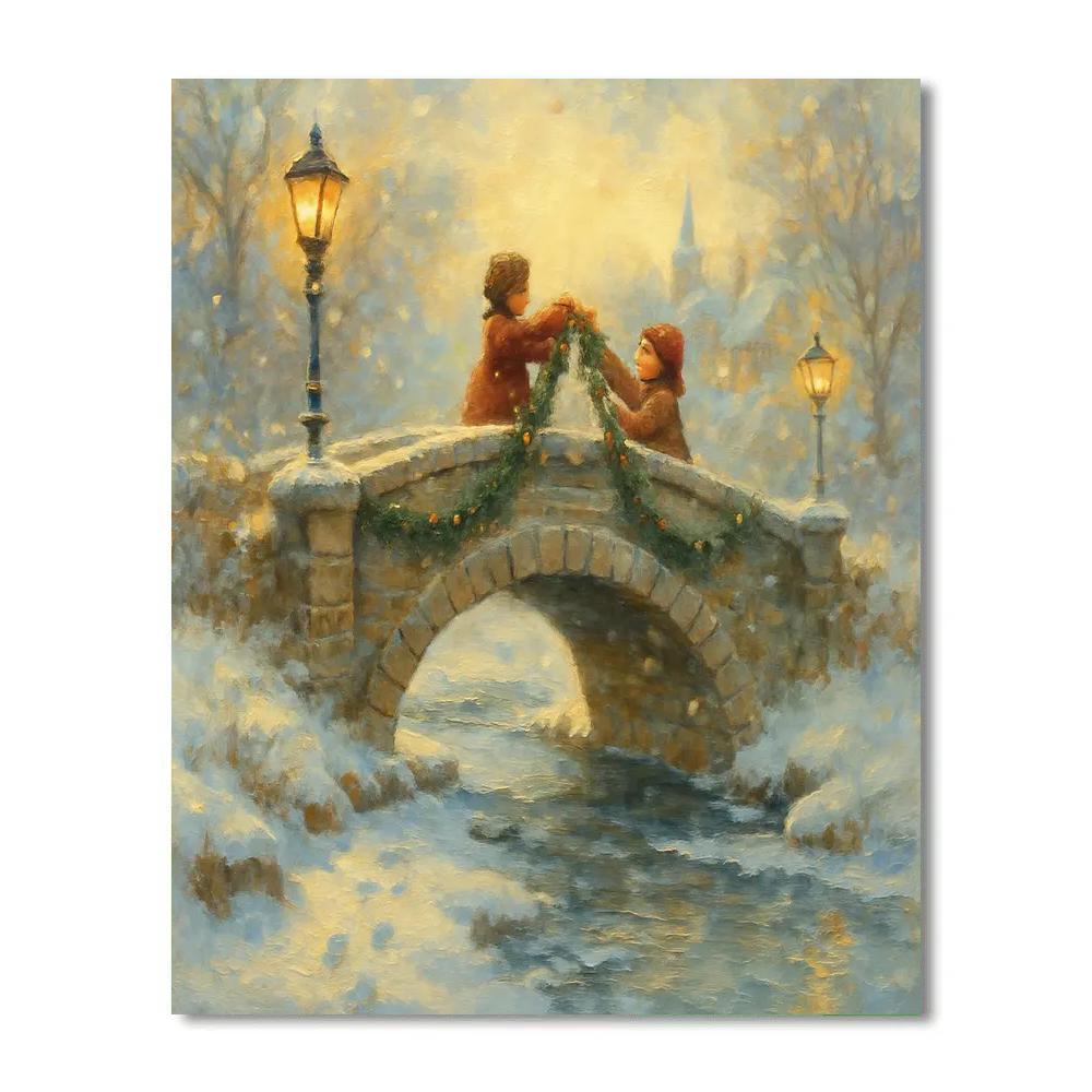 Snowbound Storybook Bridge Paint by numbers kits