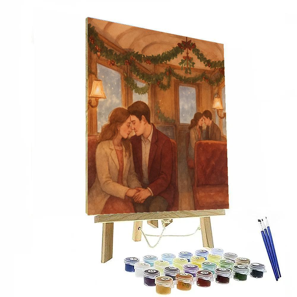 Mistletoe Train Carriage Paint by numbers art