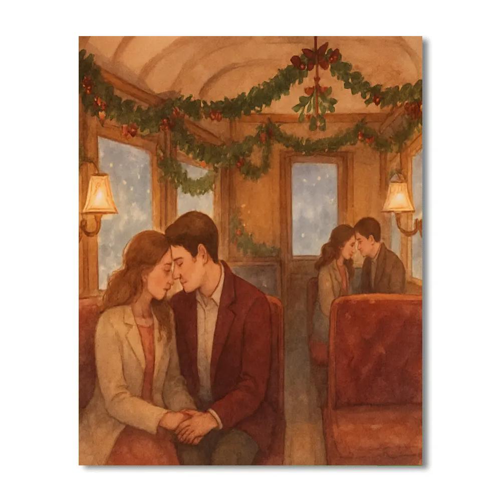 Mistletoe Train Carriage Paint by numbers art