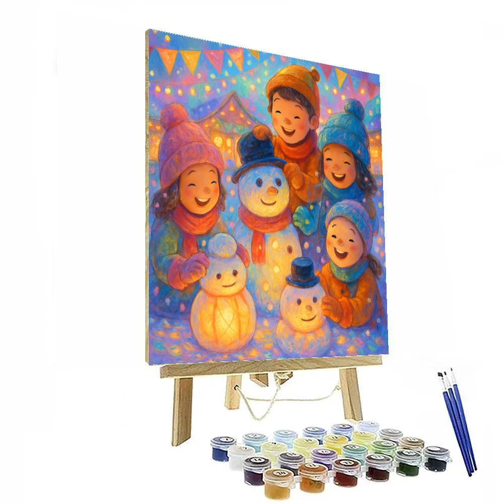 Snowman Lantern Festival paint by number