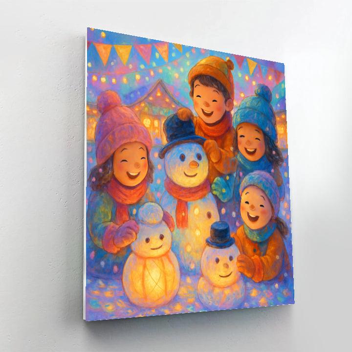 Snowman Lantern Festival paint by number