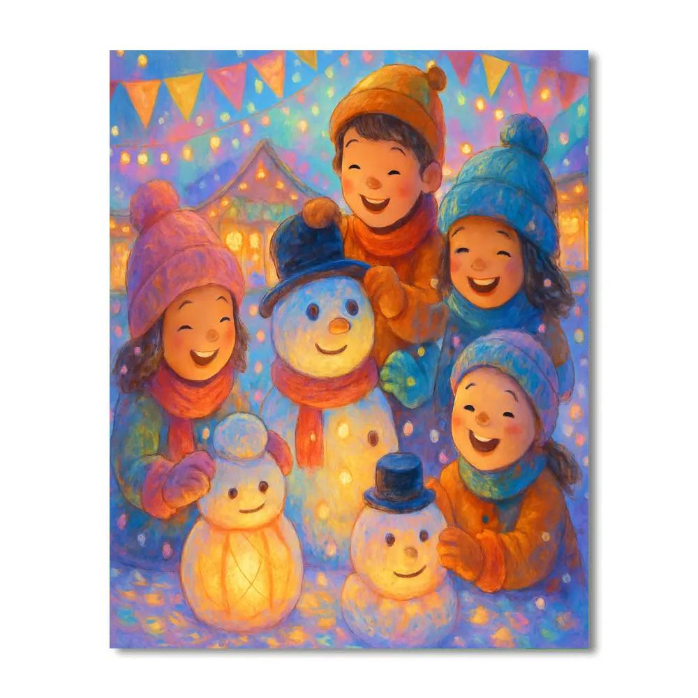 Snowman Lantern Festival paint by number