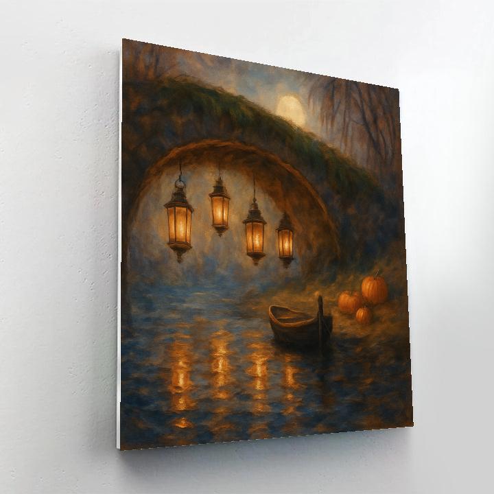 Lanterns Beneath The Old Bridge paint by color
