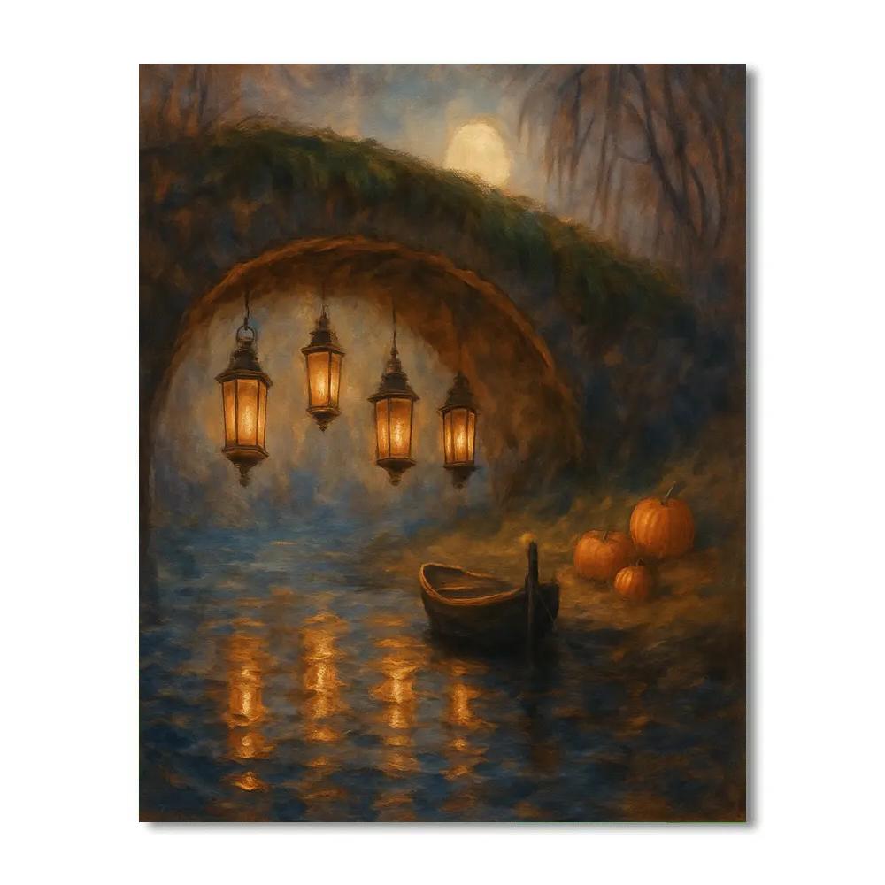 Lanterns Beneath The Old Bridge paint by color