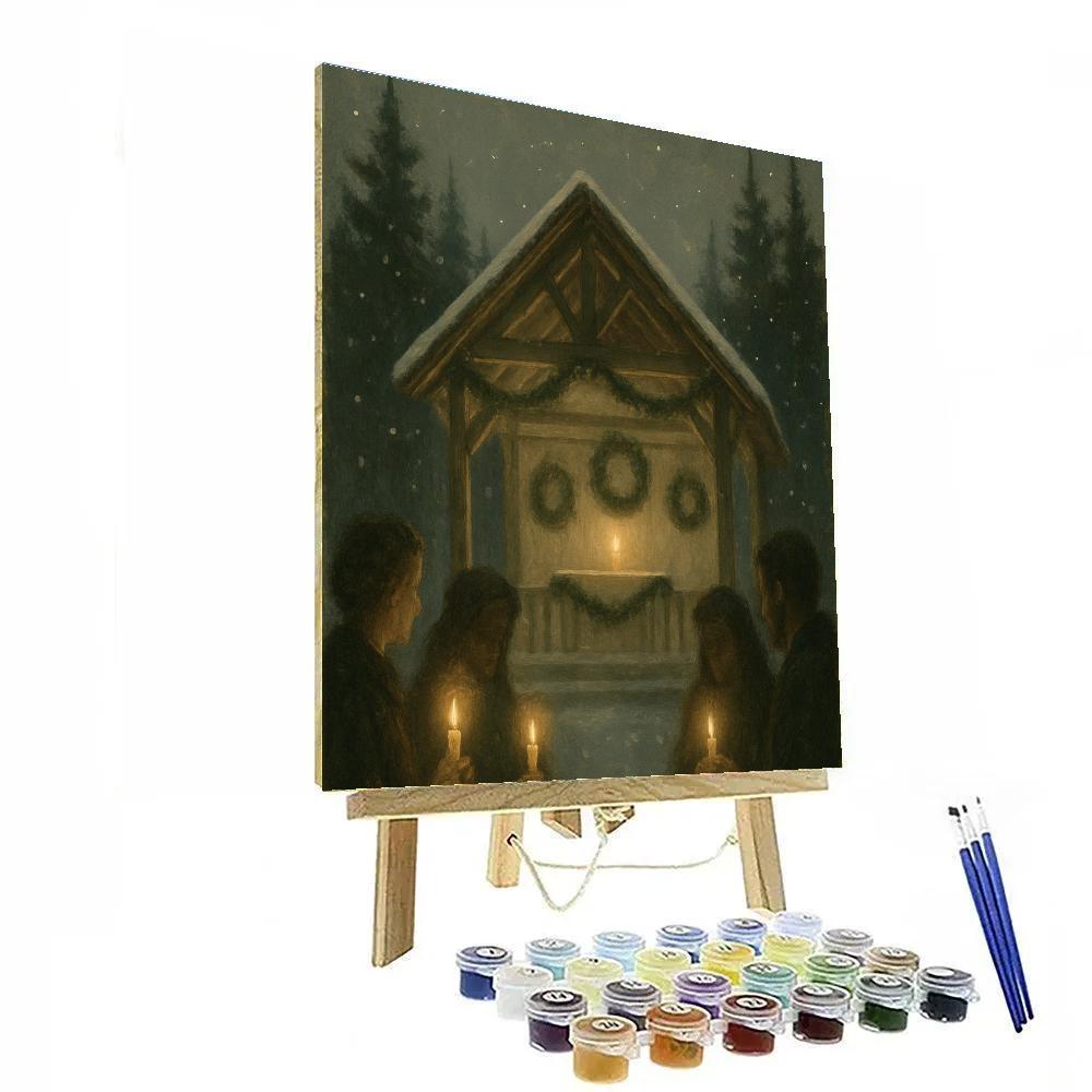Candlelit Pine Chapel paint by number