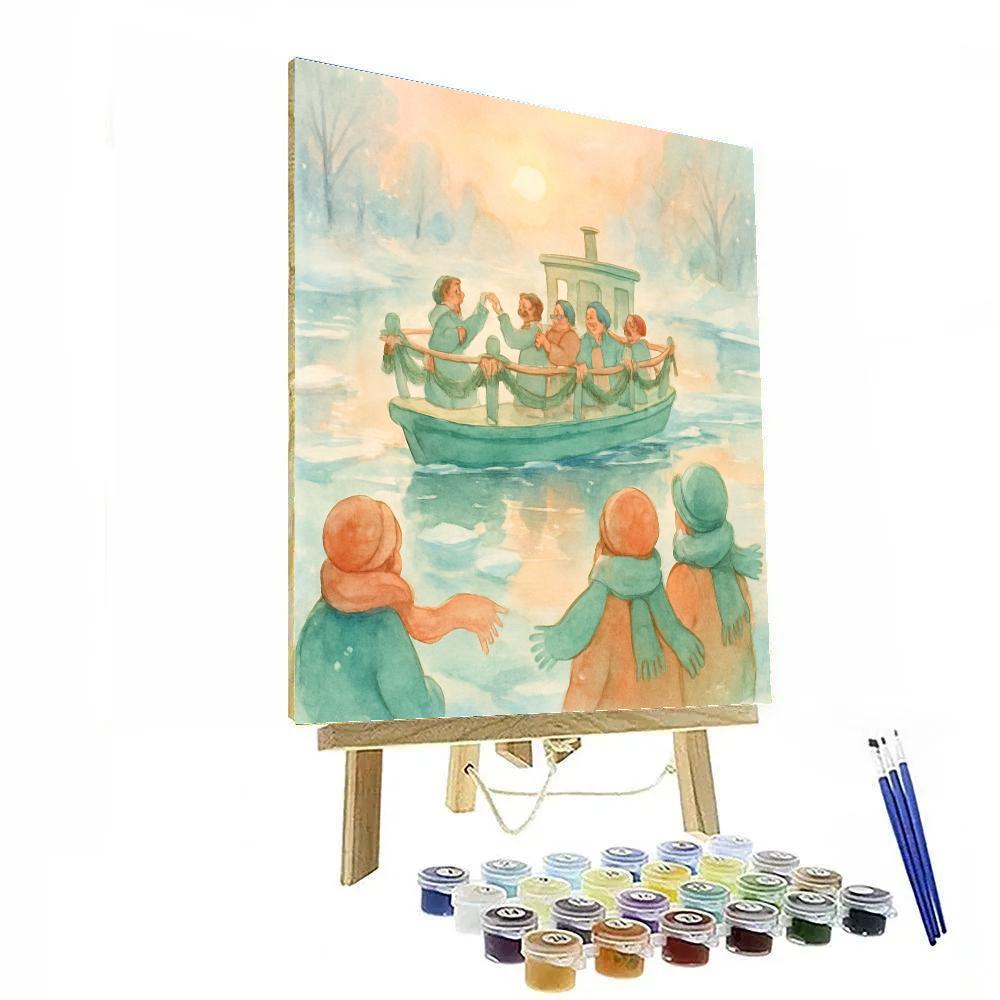 Ribboned Frost Ferry Number painting