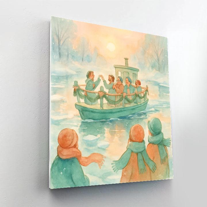 Ribboned Frost Ferry Number painting