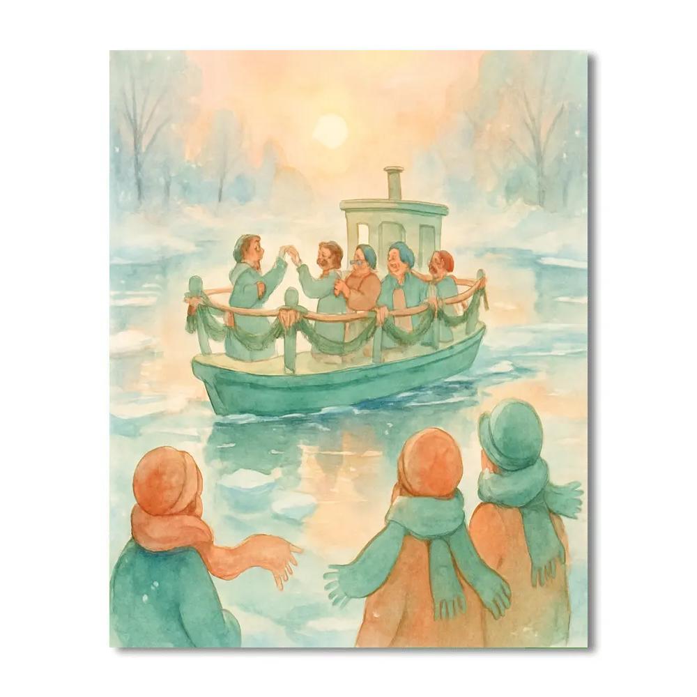 Ribboned Frost Ferry Number painting