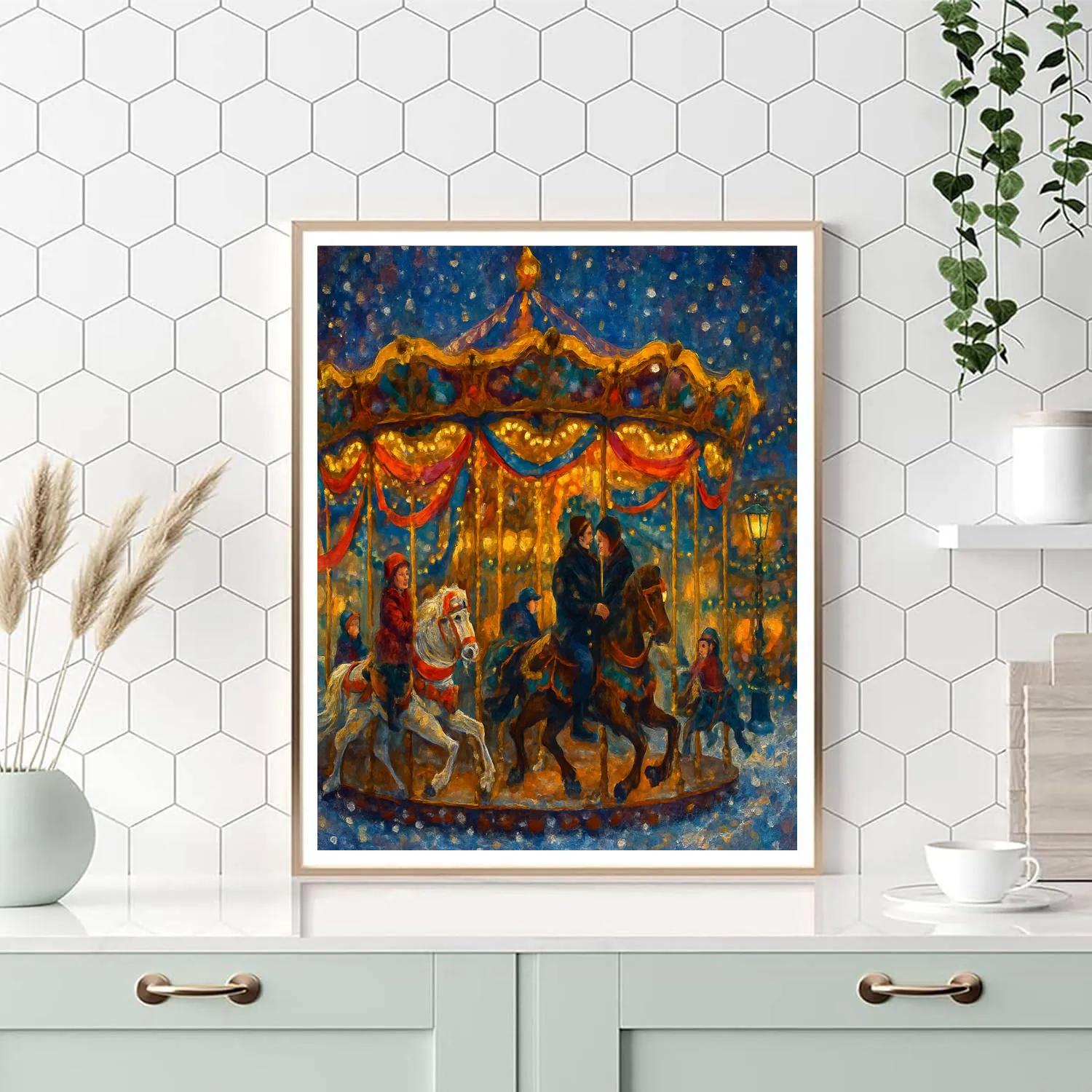 Ribboned Carousel Of Lights paint by numbers