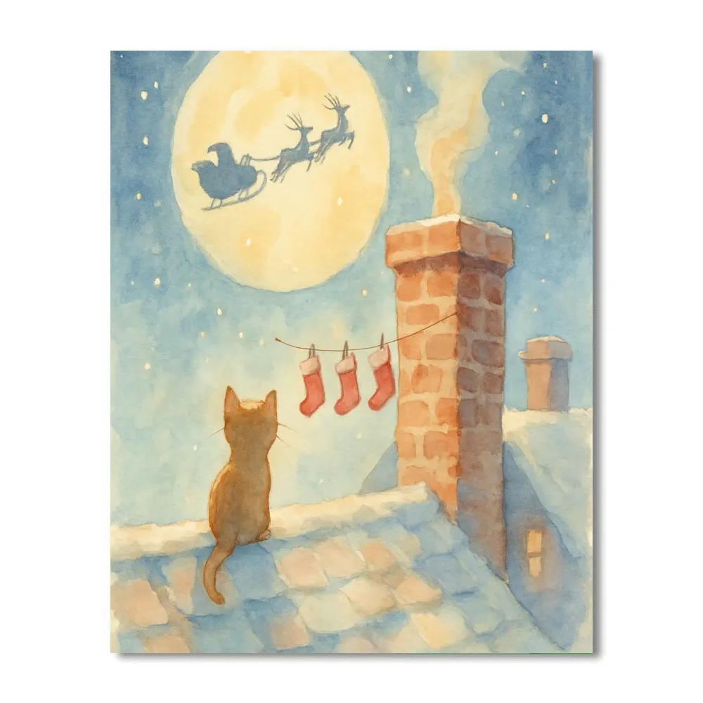Moonlit Chimney Climb Paint by numbers art