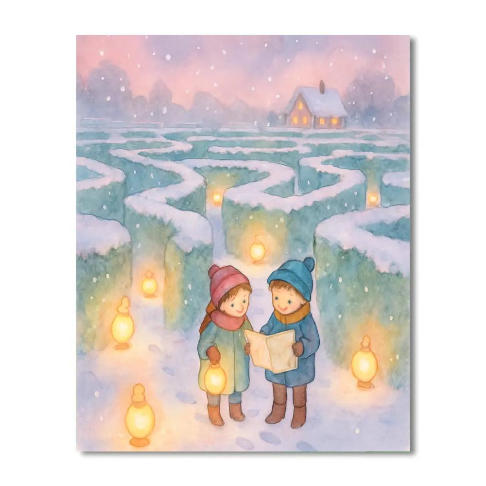 Kinder Lantern Labyrinth Number painting