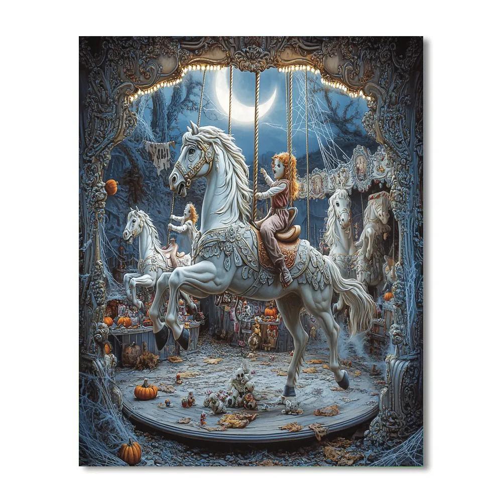 Midnight Carousel With Haunted Horses Paint by numbers kits