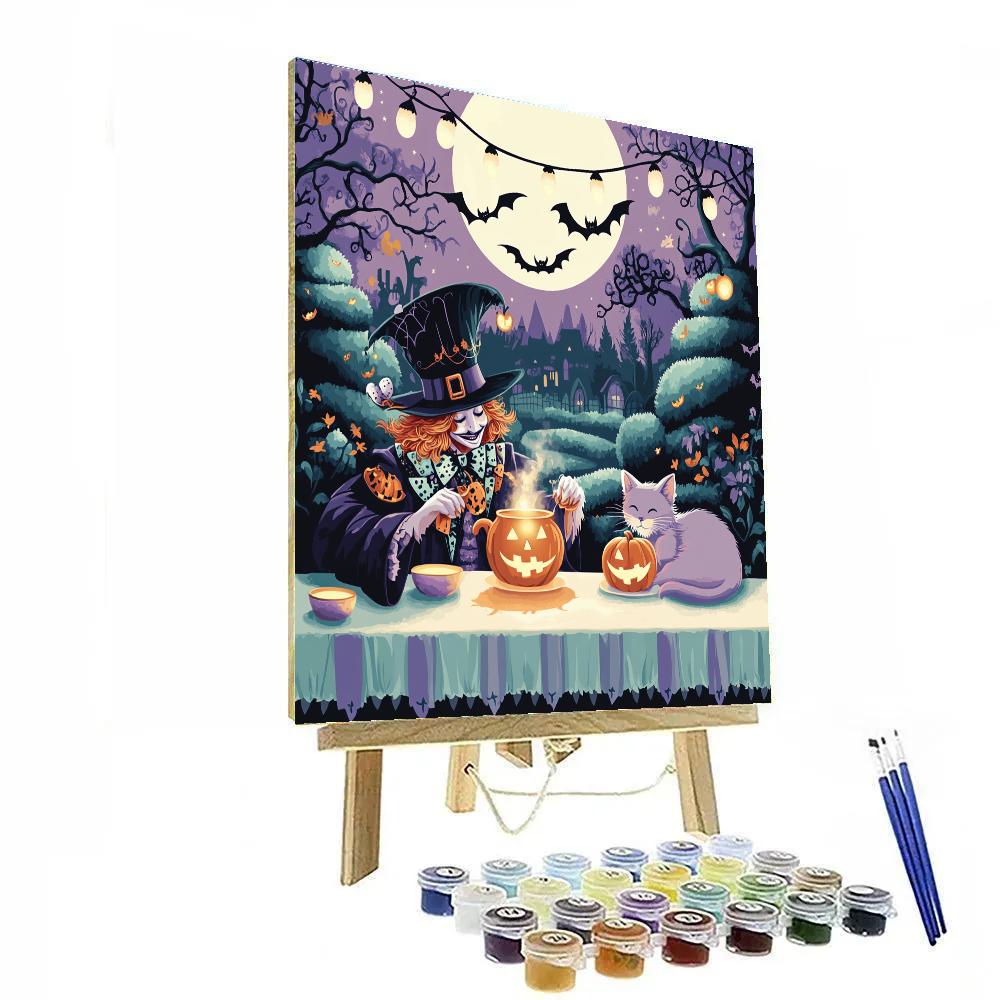 Haunted Tea Party With Mad Hatter And Cheshire Cat DIY paint by numbers