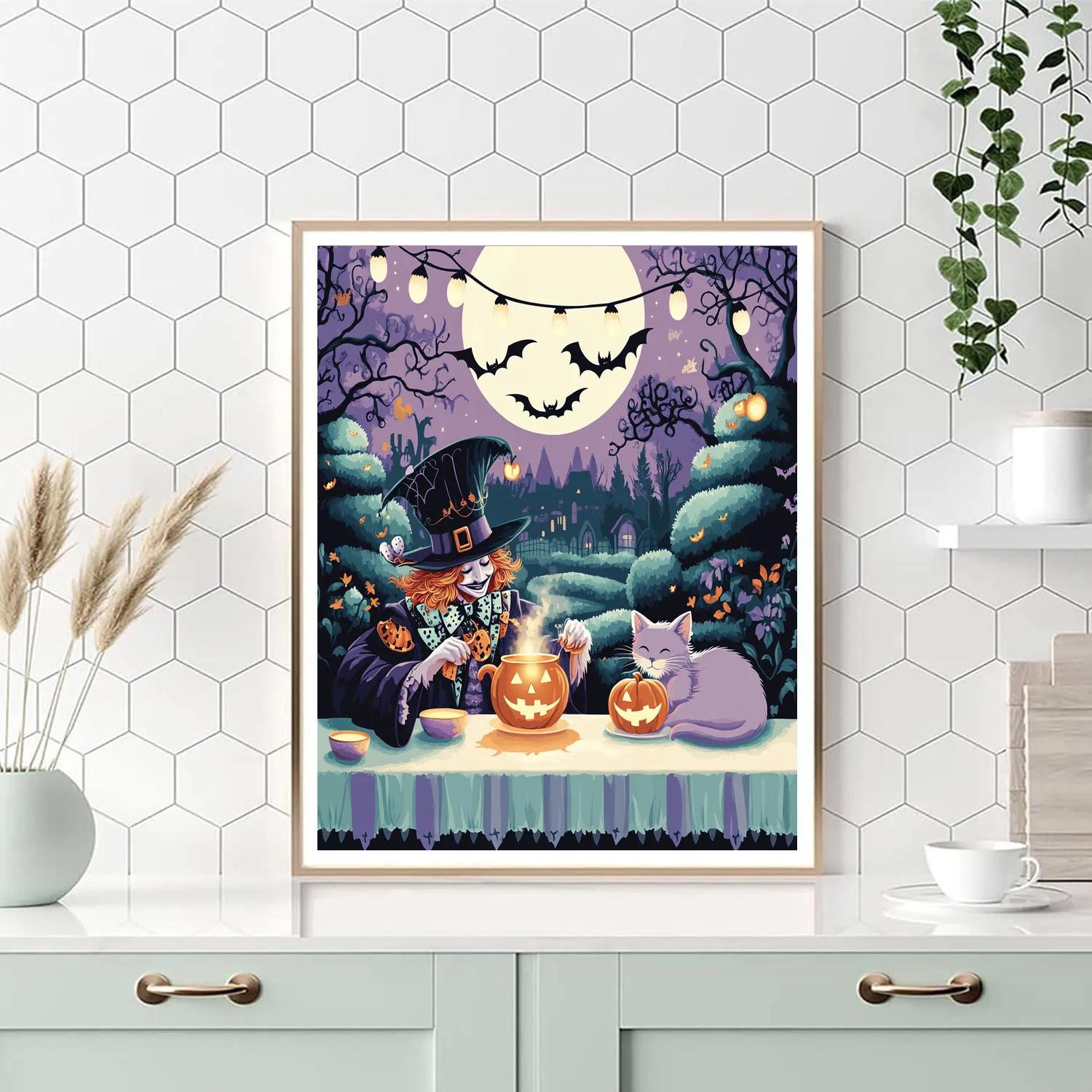 Haunted Tea Party With Mad Hatter And Cheshire Cat DIY paint by numbers