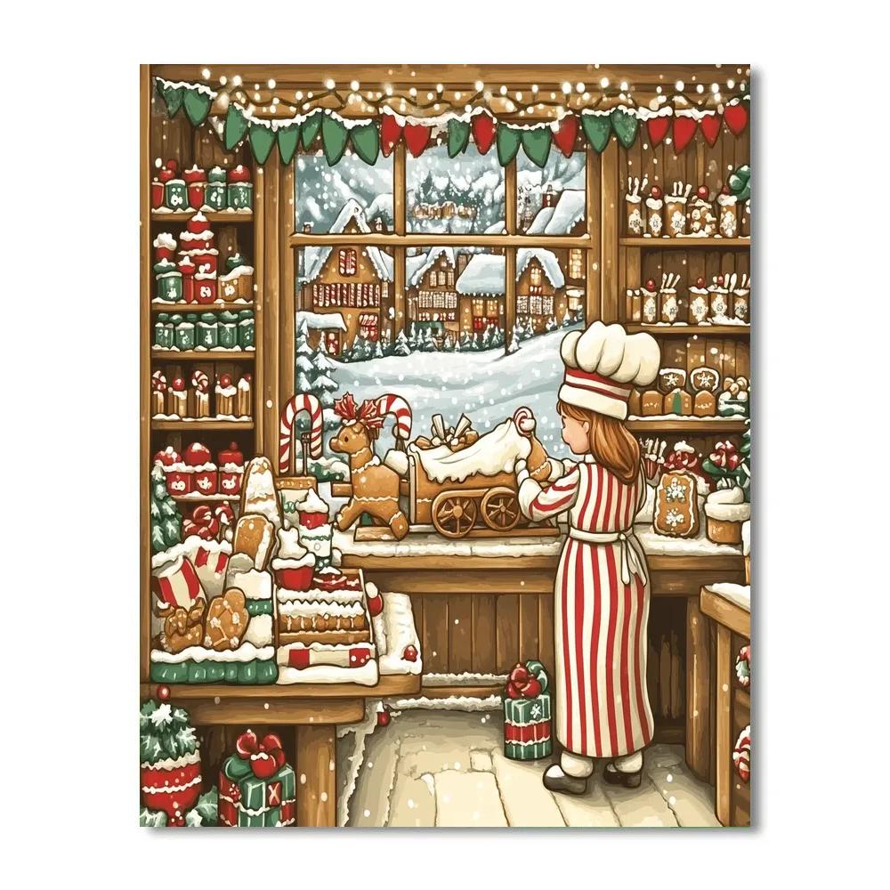 Goofy Gingerbread Workshop Numbered painting kits