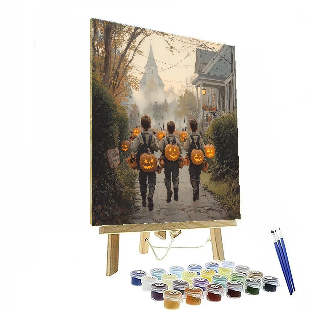 Lantern Brigade Of The Pumpkin Scouts painting number kit