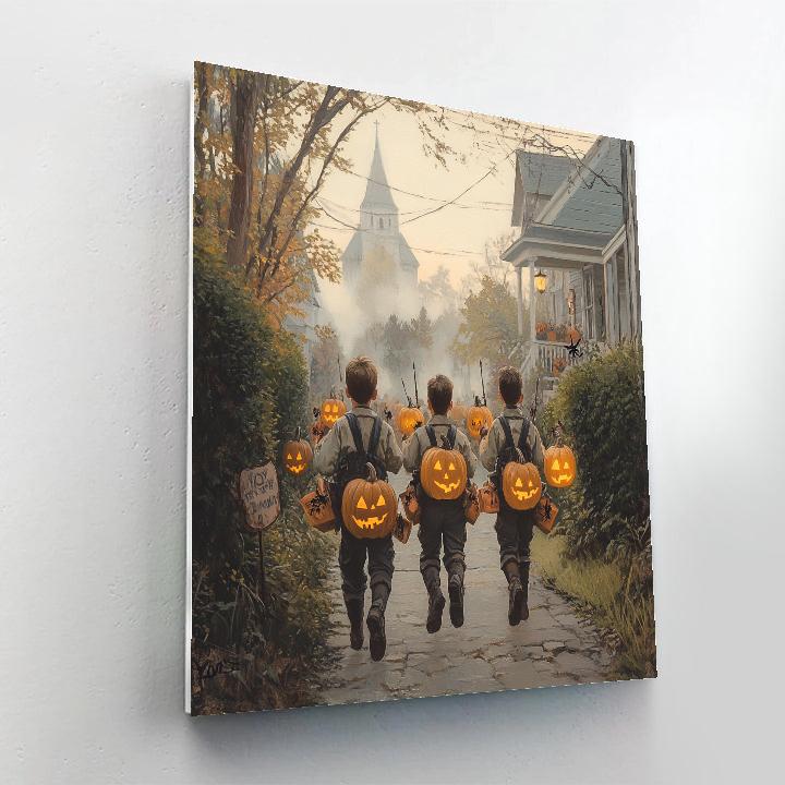 Lantern Brigade Of The Pumpkin Scouts painting number kit