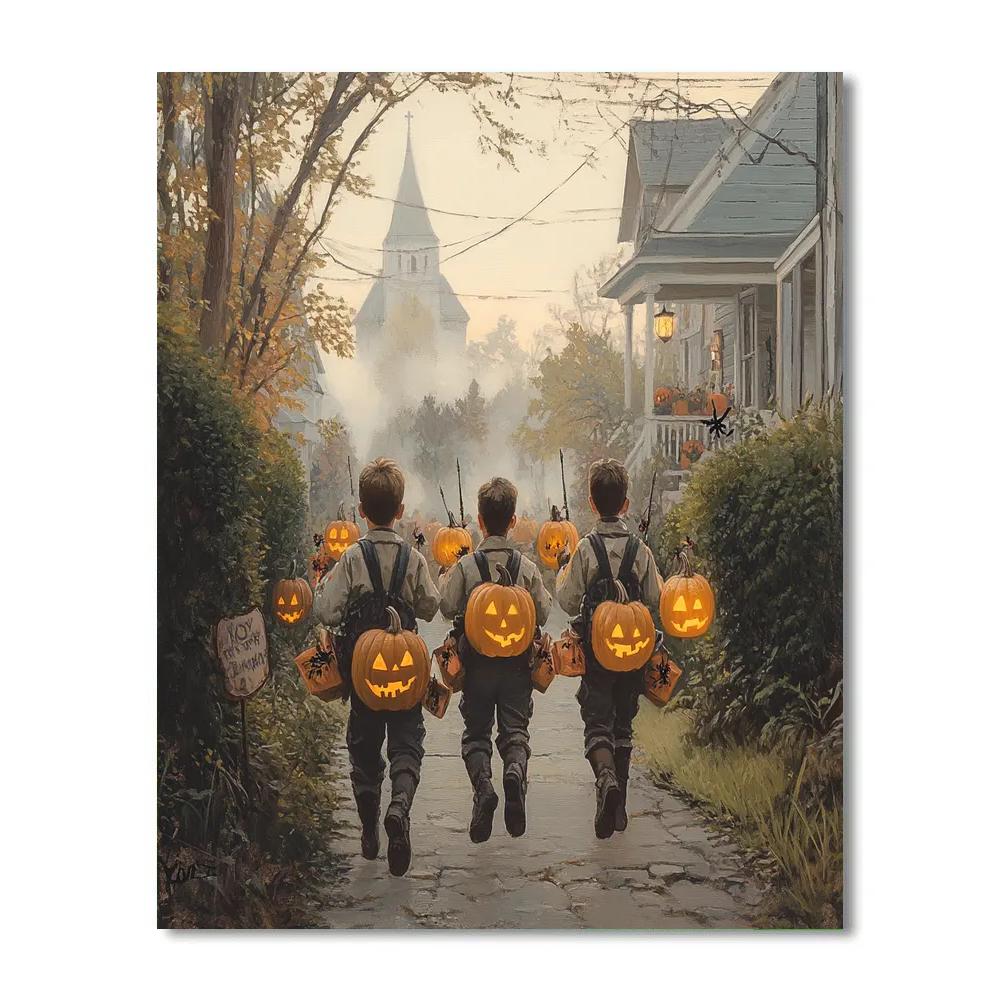 Lantern Brigade Of The Pumpkin Scouts painting number kit
