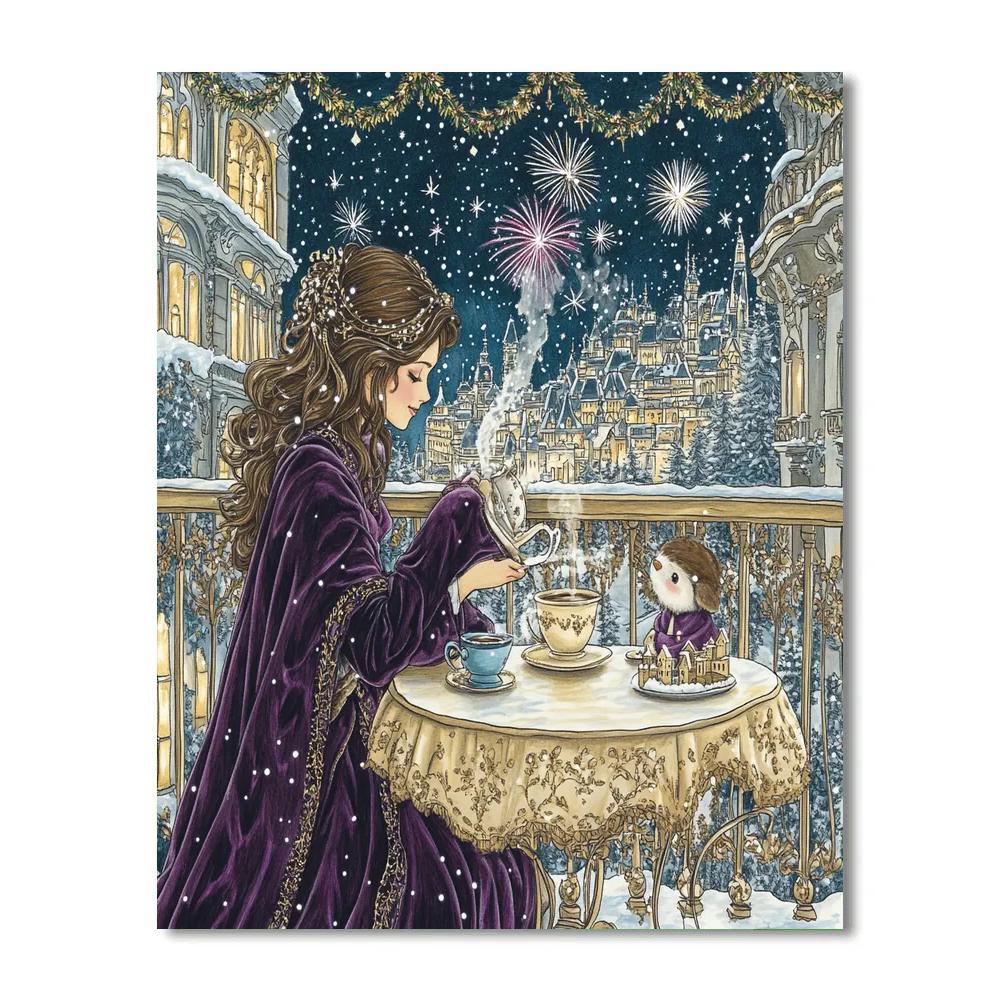 Winter Starlight Tea With Princess paint by numbers