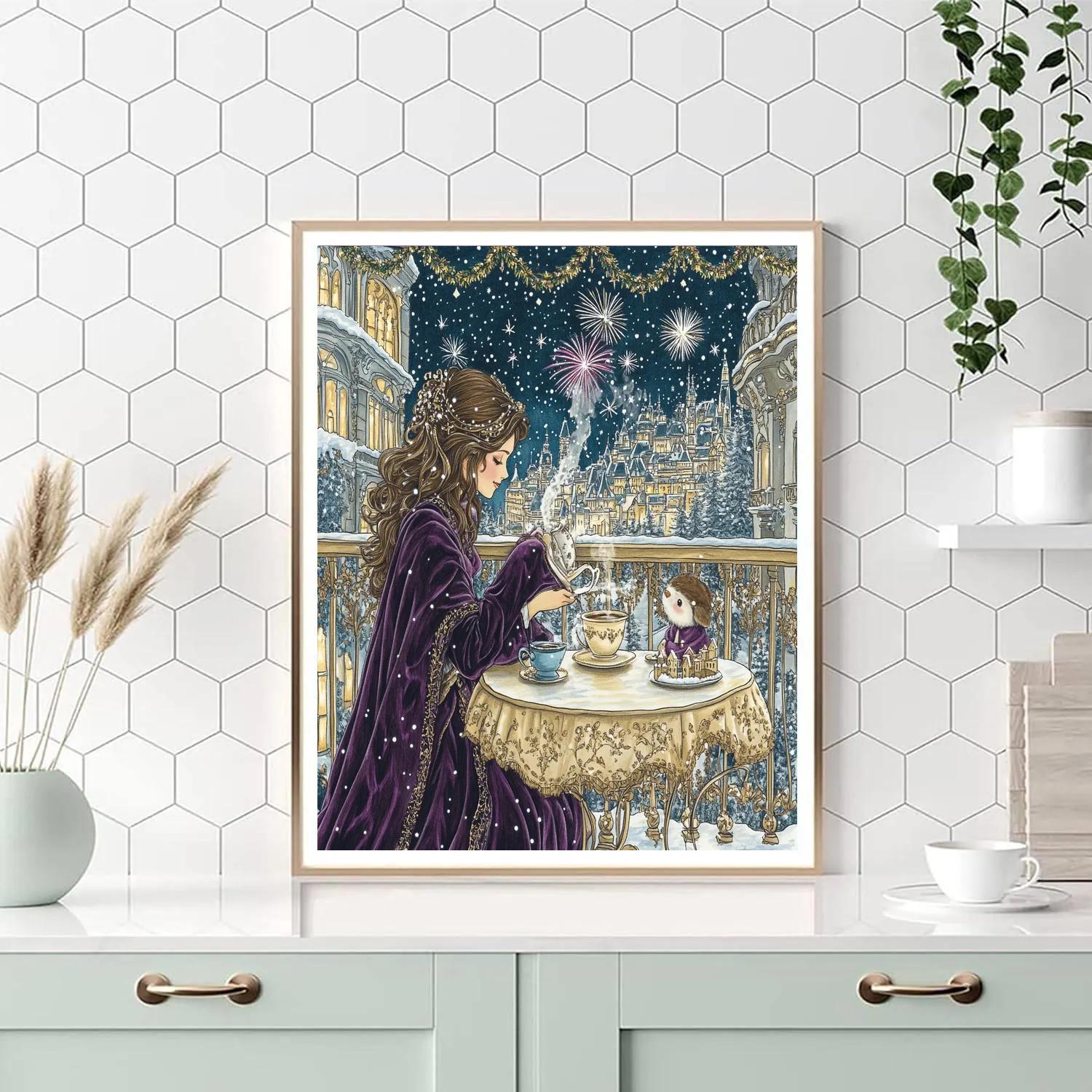 Winter Starlight Tea With Princess paint by numbers