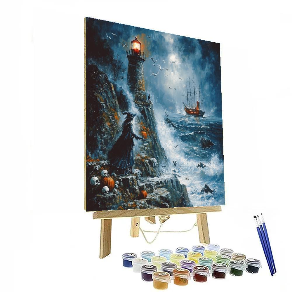 Haunted Lighthouse Witch Arrival paint by numbers
