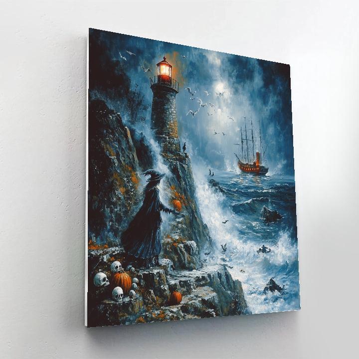 Haunted Lighthouse Witch Arrival paint by numbers