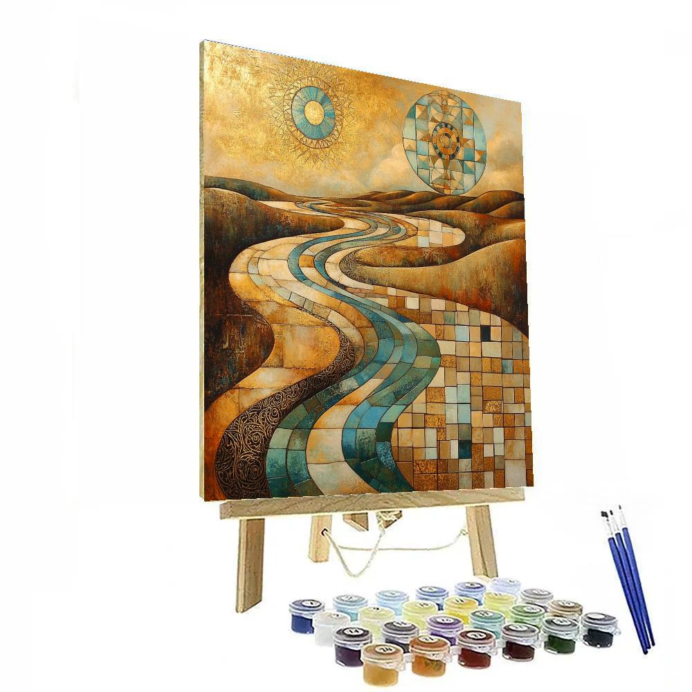 Gustav Klimt Inspired River Of Time paint by color