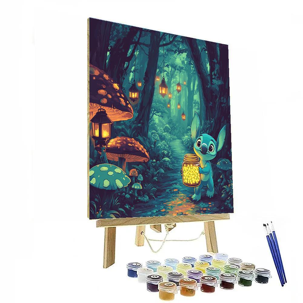 Stitch And The Glowworm Forest Adventure painting number kit