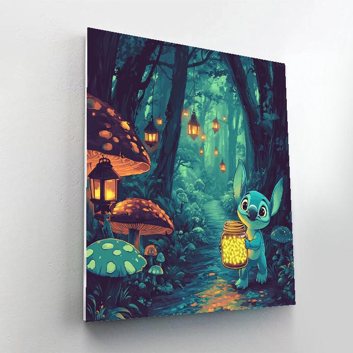 Stitch And The Glowworm Forest Adventure painting number kit