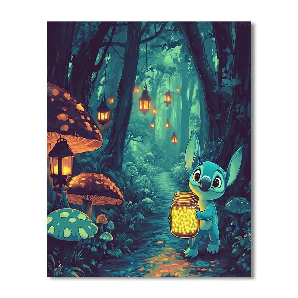 Stitch And The Glowworm Forest Adventure painting number kit