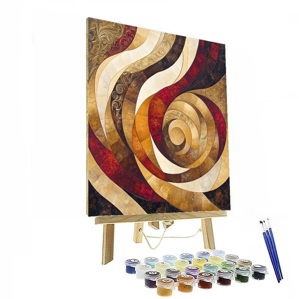Gustav Klimt Inspired Abstract Harmony In Earth Tones painting number kit