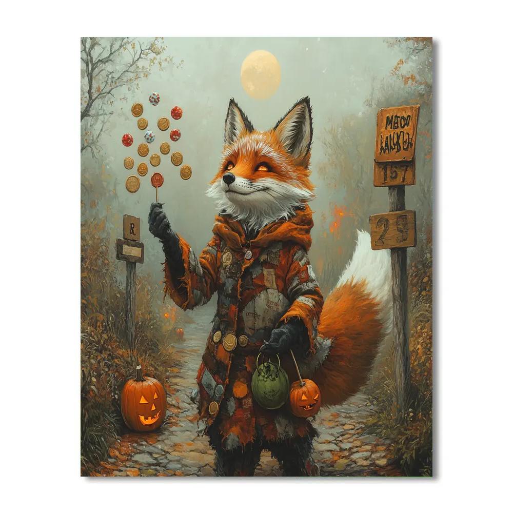 Trickster Fox Of The Foggy Crossroads Paint by numbers art