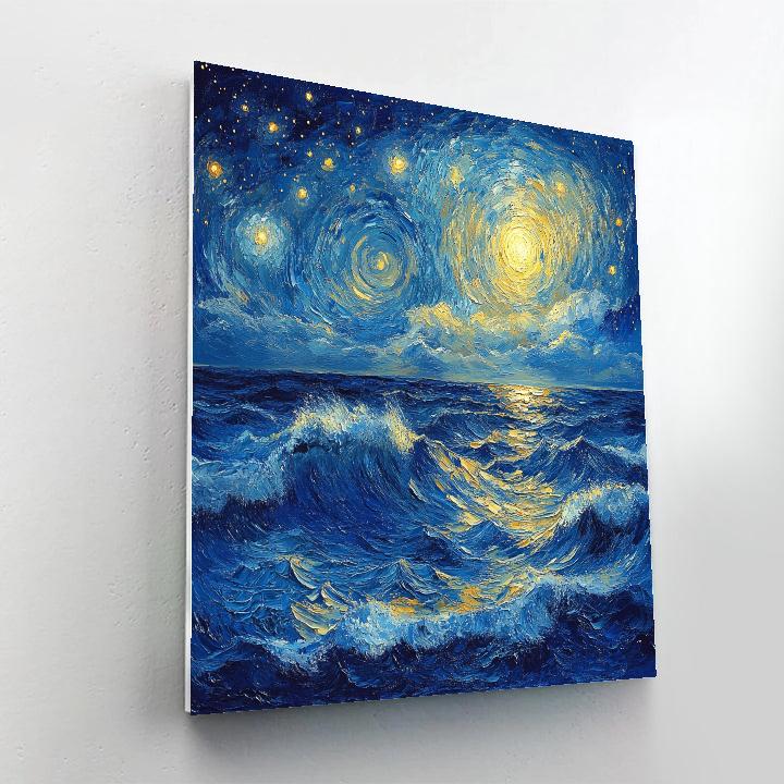Van Gogh Inspired Starry Ocean Landscape paint by numbers