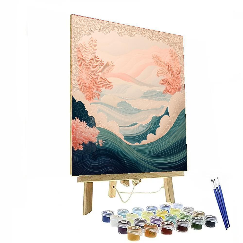 Alphonse Mucha Inspired Opaline Botanical Wave paint by numbers