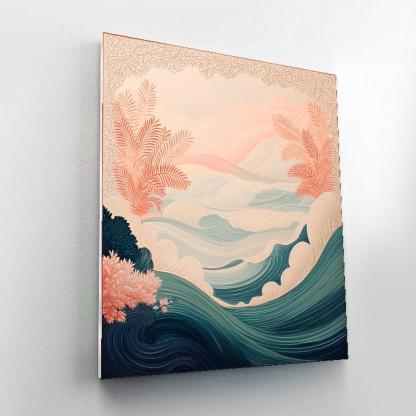 Alphonse Mucha Inspired Opaline Botanical Wave paint by numbers