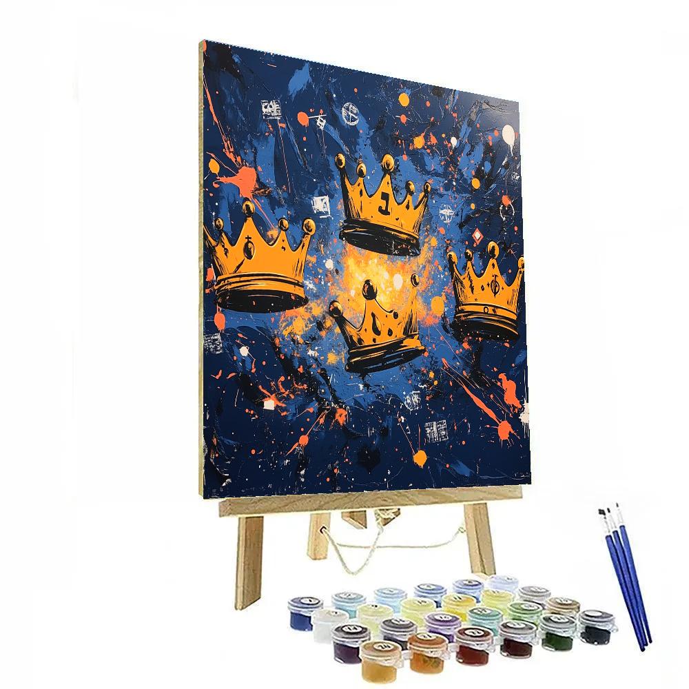 Jean-Michel Basquiat Inspired Crowned Nebula Number painting