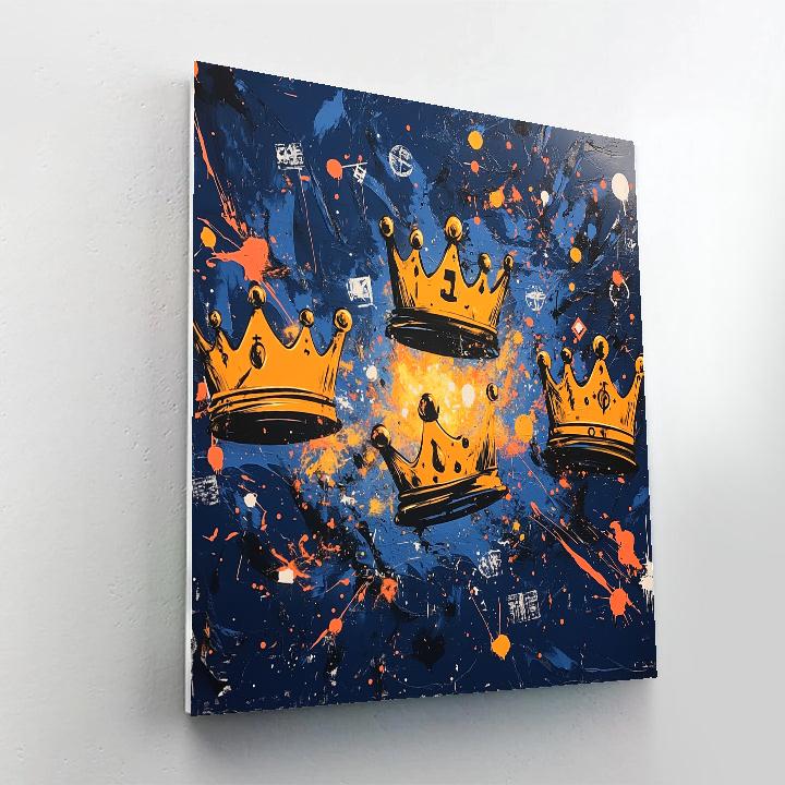 Jean-Michel Basquiat Inspired Crowned Nebula Number painting