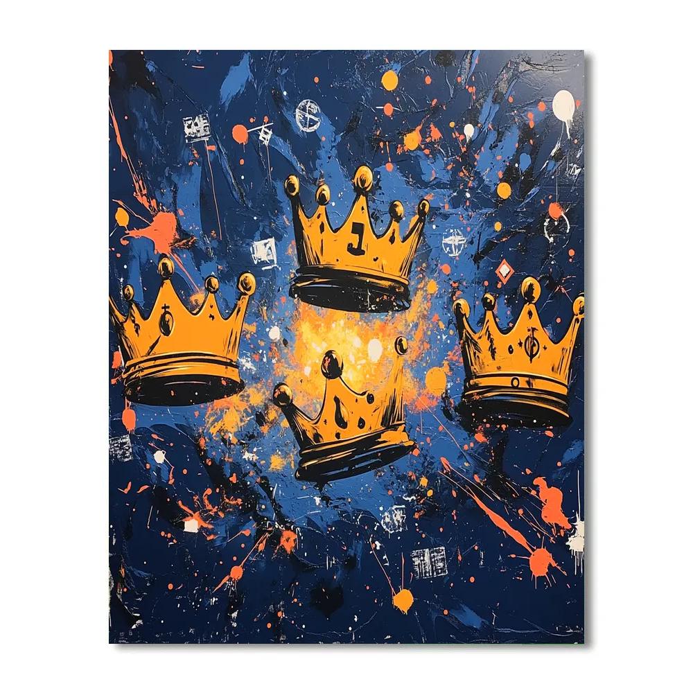 Jean-Michel Basquiat Inspired Crowned Nebula Number painting